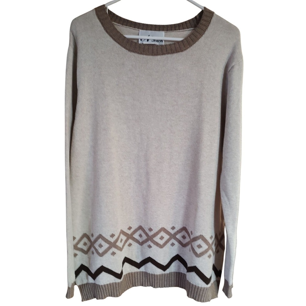 N Touch Pull Over Sweater Brown‎ Tan Womens Size Extra Large Cotton Blend Long
